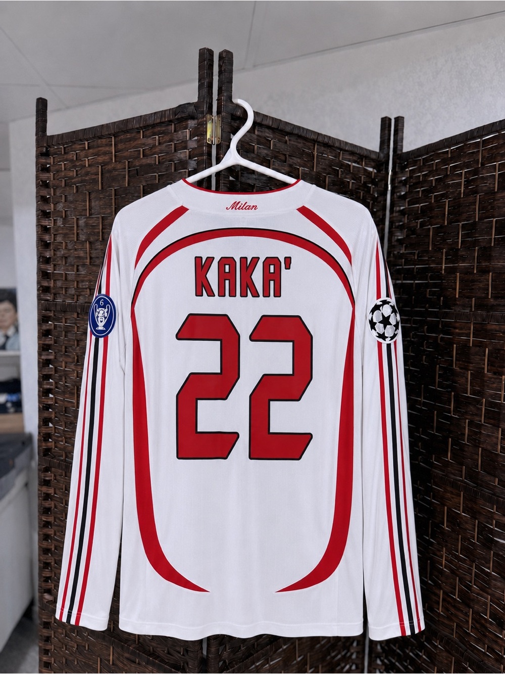 AC Milan Kaka #22 White & Red Long Sleeve Jersey